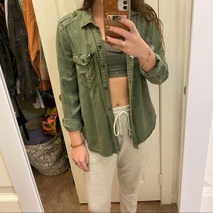 Army green button up top